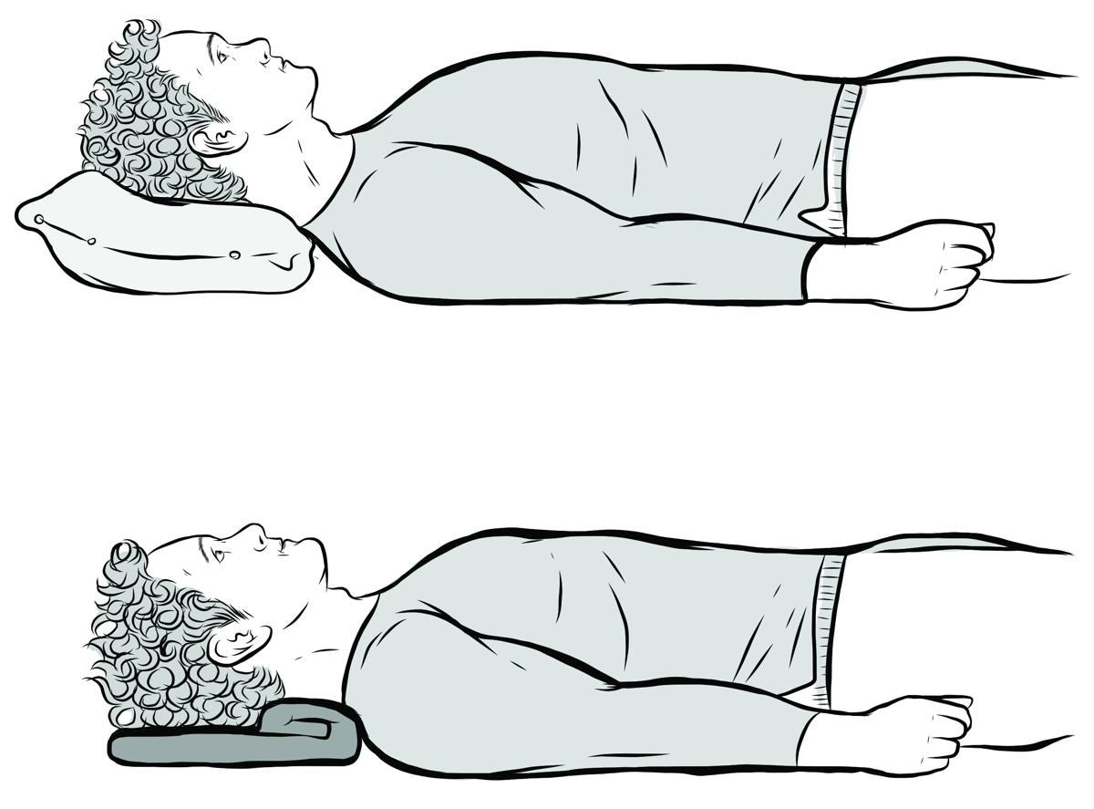 Illustration: sleeping on your back with the pillow positioned correctly