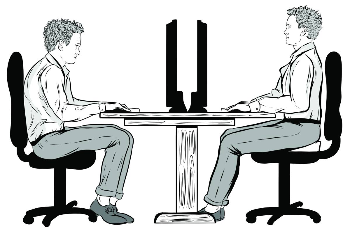 Illustration: sitting well, three seated postures compared